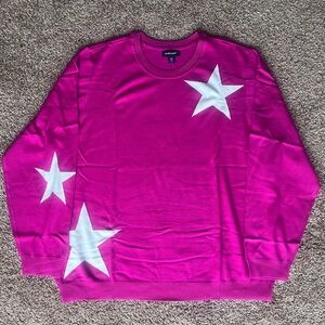 NWOT Studio Park Hot Pink Star Graphic Sweater
